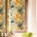 Boho Yellow Blue Ginko Leaf Stained Glass Window Films Decorative Double-Side by Unknown