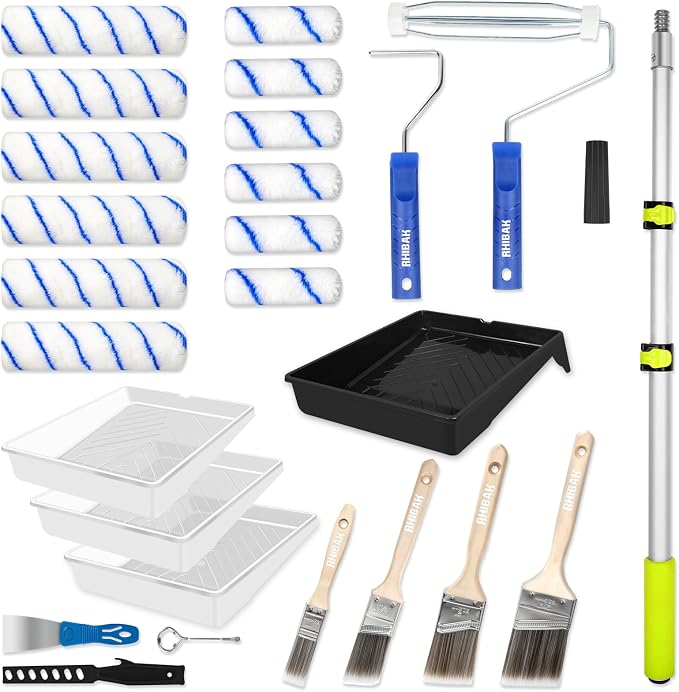 Paint Roller Kit with Extension Pole, 27 Piece Set, 2 to 4 Ft Pole, Paint by Unknown