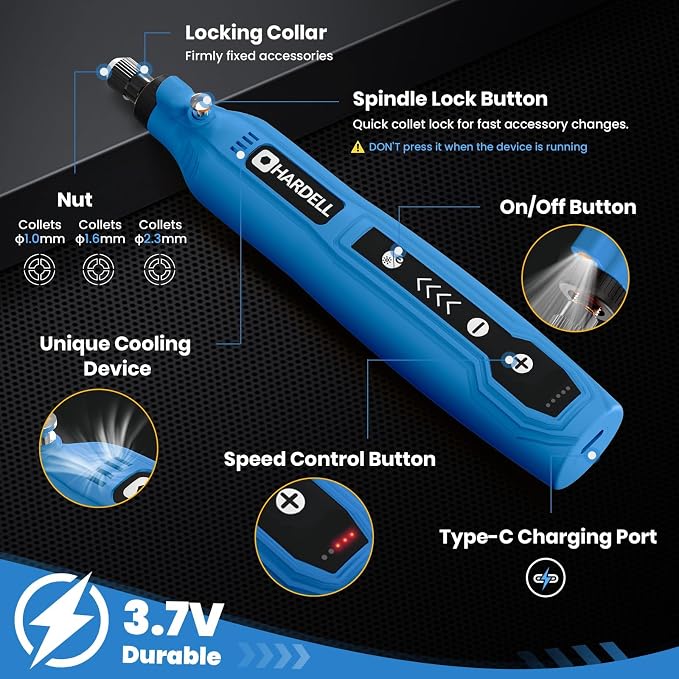 HARDELL Cordless Rotary Tool Kit Mini Rotary Tool - Image 2