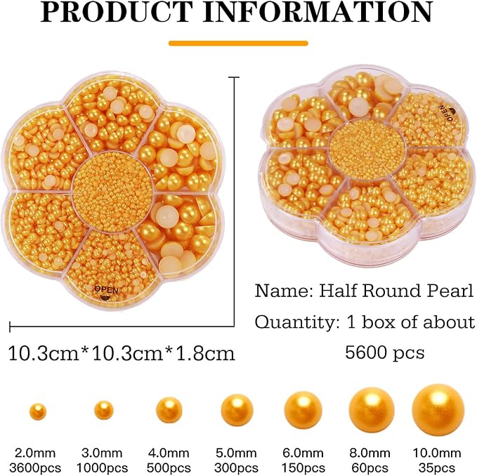 5600PCS Half Round Pearls Flatback Imitation Pearls - Image 2