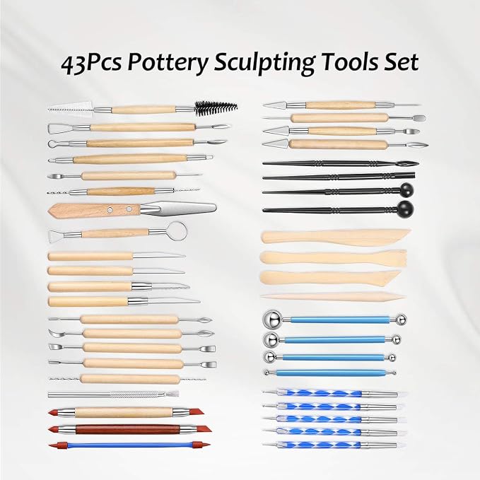 ISSEVE Pottery Clay Sculpting Tools 43Pcs Double Sided Ceramic Clay Carving - Image 6