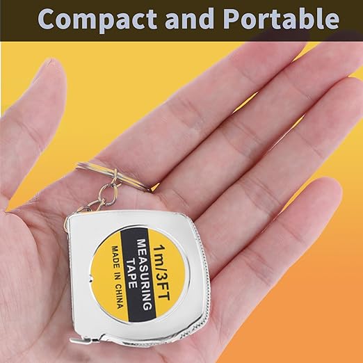 12 Pieces Tape Measure Keychains, 1.5 Inch Functional Mini Tape Measures with Stable Slide Lock Construction Party Favors Measure for Birthday Party Favors Gift Bag Fillers Prize 1m/ 3ft