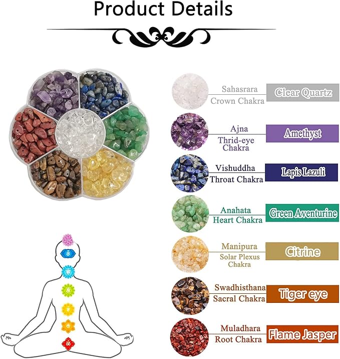 GangGangHao 7 Chakra Natural Chip Stone, About 628 Pcs Irregular Gemstones - Image 4