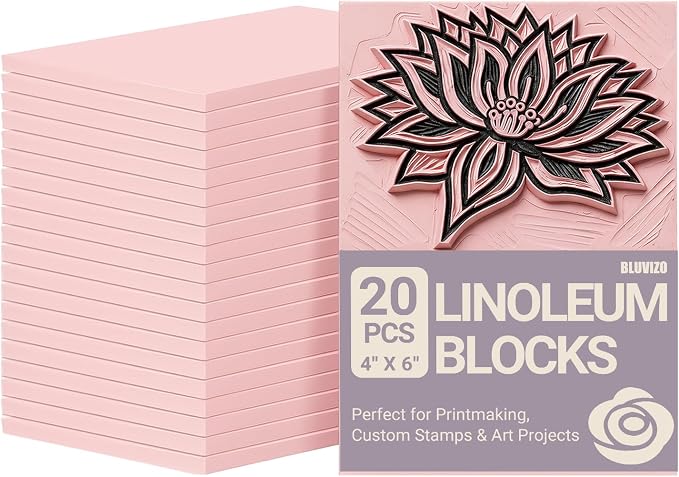 Rubber Linoleum Blocks for Printmaking: 20Pcs 4" x 6" Stamp Carving Kit by YourTrustedCompanionontheCarvingJourney