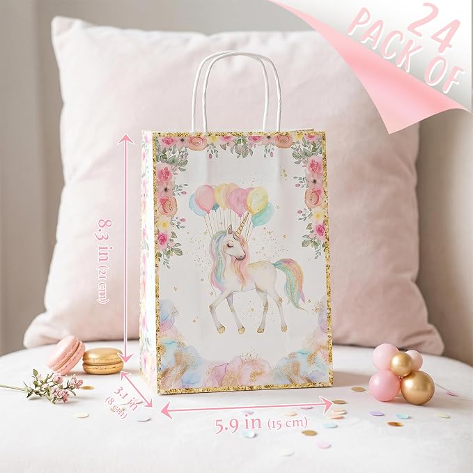 24 Pack Unicorn Party Favor Bags, Unicorn Gift Bags - Image 2