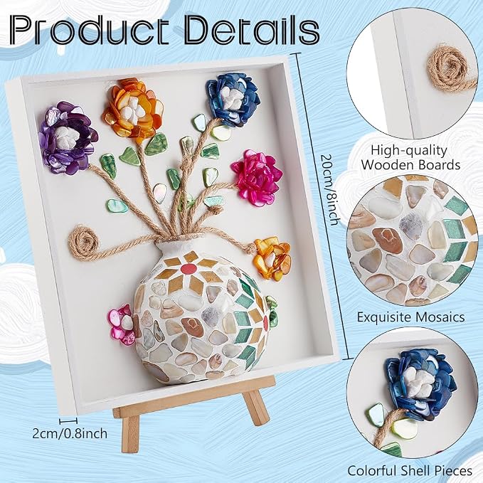 WEBEEDY DIY Mosaic Painting Kit Flower Vase Pattern Mosaic Arts and Craft Kits - Image 3