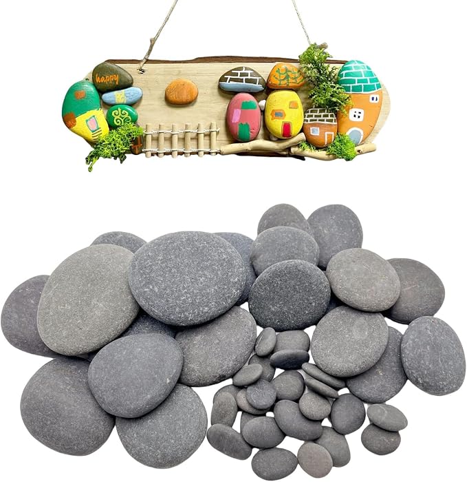 50PCS Painting Rocks, Medium Small & Tiny River Rocks by Meilala