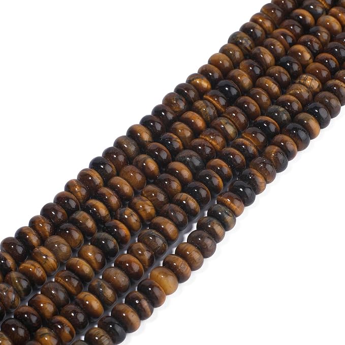 Songxi 5x8mm Natural Yellow Tiger Eye Stone Rondelle Beads, Gemstone - Image 3