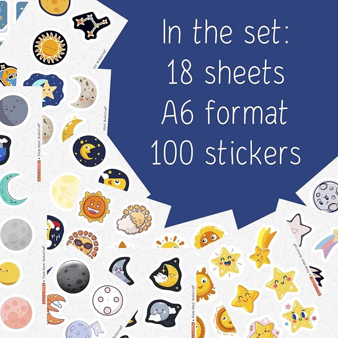 BulbaCraft 100Pcs Moon Stickers - Image 2
