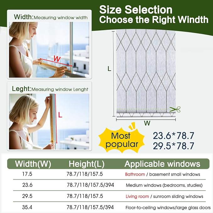 Windimiley Window Privacy Film Stained Glass Static Clings, Bathroom Frosted - Image 3