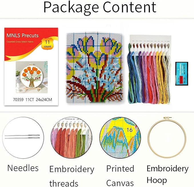 Zhenqing Orange Tulip Bouquet Cross Stitch Kit - Image 4