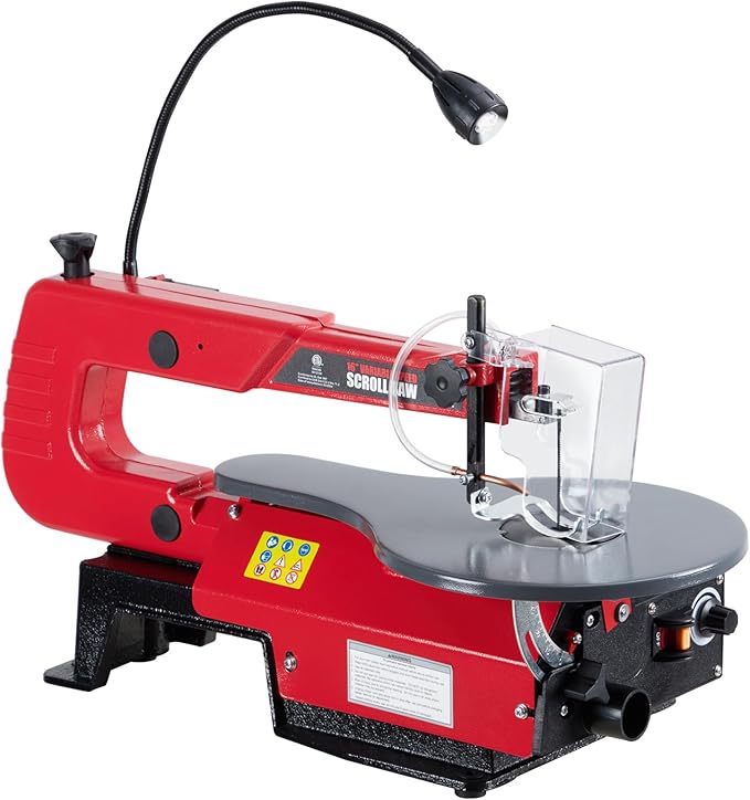 16-Inch Scroll Saw with Tilting Table and LED Light – Adjustable Speed for Wood, Acrylic, and Crafts