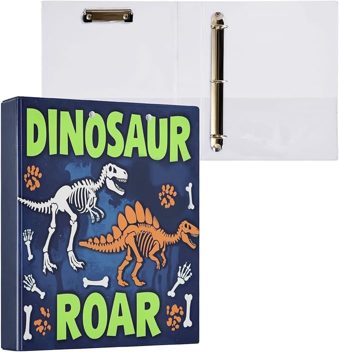 Dinosaur Roar Round Ring Binders 1.5 Inch Dragon Dino Skull 3 Ring Clipboard - Image 7