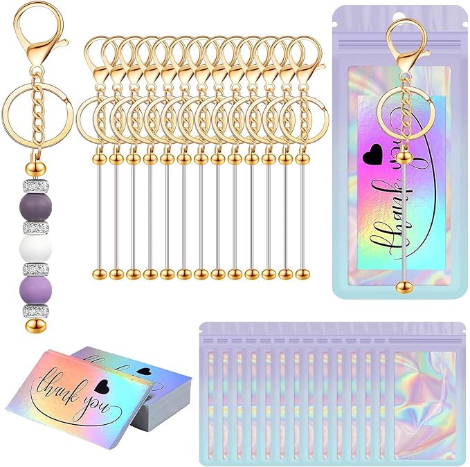42/84/126 Pcs Beadable Keychain Bars Bulk Blank DIY Beaded Keychain Making by Unknown