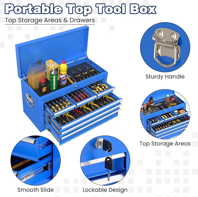 Rolling Tool Chest with Wheels, 8-Drawer High Capacity Tool Box with Wheels, Removable Storage Toolbox with Lock for Garage, Workshop
