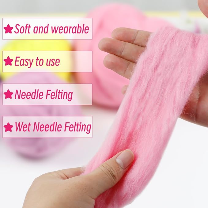 JeogYong Needle Felting Wool, 7.05oz Wool Roving Chunky Wool Yarn, Grape-Purple - Image 2