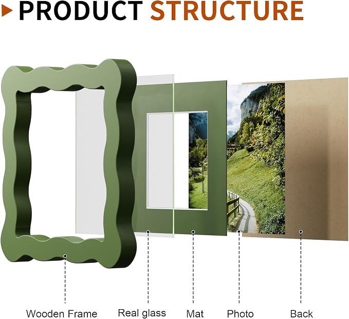 4x4 Wavy Picture Frame With Mat - Image 4