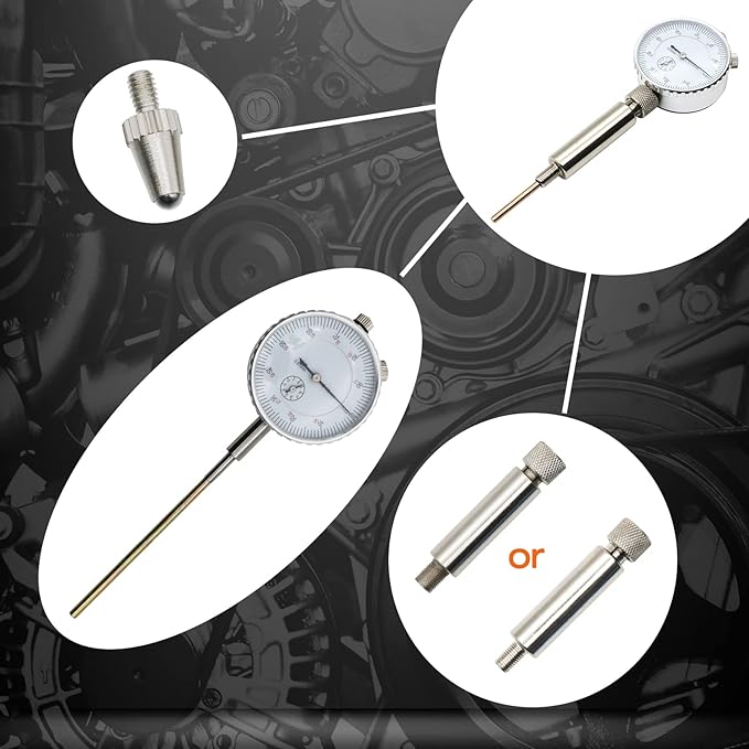 7 Pcs Diesel Fuel Injection Pump Timing Gauge, Static Regulator Adapter Setting Plug Kit, VE Pump Dial Indicator VAS 6079 for VW Audi Volvo Dodge Cummins
