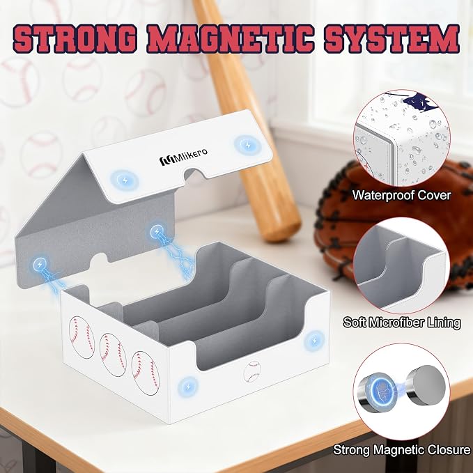 Mlikero Baseball Card Storage Box, Trading Card Storage Box Oversized Fits - Image 3
