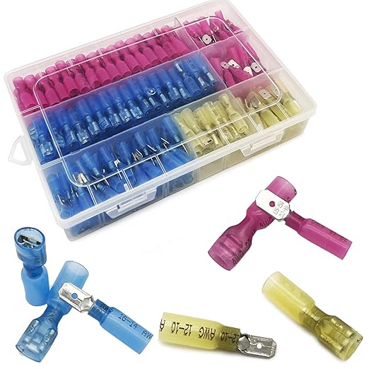 280Pcs Heat Shrink Spade Connector, Male and Female Spade Terminals Kit, Crimp Terminal Connectors, Quick Disconnect Connectors, Automotive Electrical Wire Connectors Kit (22-10 Gauge)