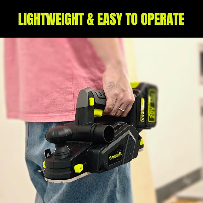 20V Cordless Planer, 3-1/4-Inch Width, 12,000 RPM Electric Planer, 6.2lb Lightweight Cordless Hand Planer with 4Ah Battery, Charger & Dust Bag for Home DIY and Carpentry