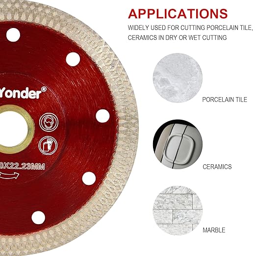 GoYonder 4.5 inch Super Thin Diamond Tile Blade, X Teeth Diamond Saw Blades for Cutting Porcelain Tiles Marbles