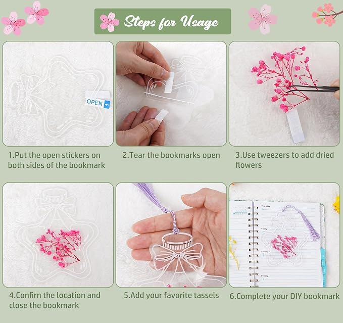 50 Pcs Bookmark Making Kit Transparent, Book Marks DIY Dried Flower Set - Image 2