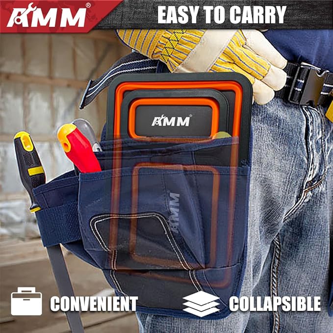 AMM Foldable Magnetic Parts Tray Set, 3 Different Size Magnetic Tool Trays for Bolts Screws Nuts & Small Metal Parts, Mechanic Tool Present for Men，Orange