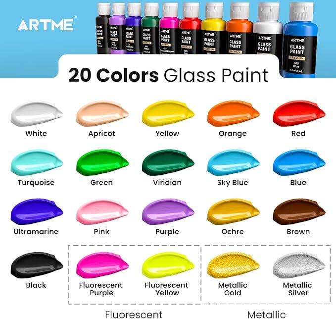 Artme 20 Colors Stained Glass Paint Set - Image 2
