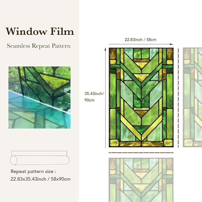 Faux Stained Glass Effect Transparent Window Film, Original Hand Drawn Static - Image 5
