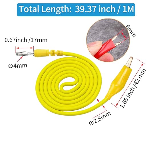 34-in-1 Test Lead and Test Probe Kit for Multimeter Tester | Lead Extension Right Angle to Straight 4mm Banana Plug Connectors Meter Leads | Multi-Type Back Probe Set | Alligator Clips