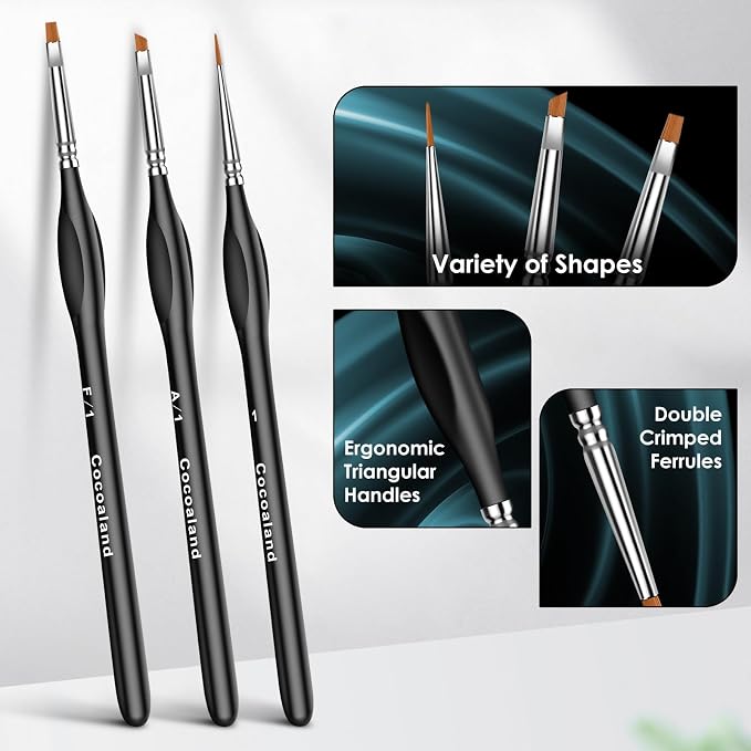 Miniature Paint Brushes, Micro Detail Paint Brush Set, Triangular Grip Handles - Image 3