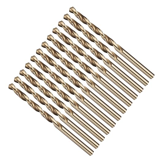 Drill Bit, 5/32" Cutting Diameter (3.969mm), 4241 HSS Gold 118° Cutting Angle Versatile Jobber Bits - (Applications: for Drilling Plastic Wood Soft Thin Metal), 12-Pieces
