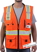 Neopelta Reflective Safety Vest Orange Mesh, Made with 3M Reflective Tape, Heavy Duty Vest with ID pocket, Padded Neck, Orange M
