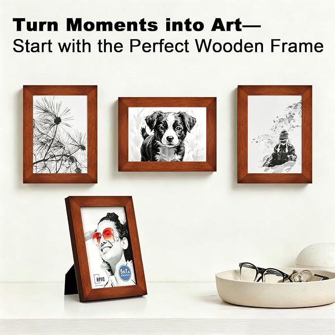 RPJC 5x7 Picture Frames Made of Solid Wood High Definition Glass - Image 2