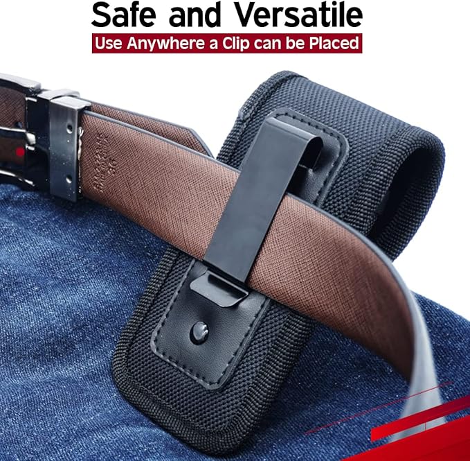 Heavy Duty Folding Utility Knife with Maintenance Tool, Holster, Nylon Pouch, Belt Clip, Stainless Steel Box Cutter, One Year Warranty
