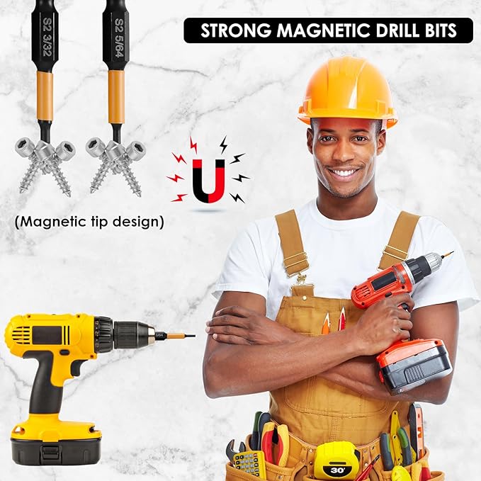40Pcs Impact Hex Head Allen Wrench Drill Bit Set S2 Alloy Magnetic 1/4inch Quick Release Shank Screw Driver Drill Bit for Home Repair