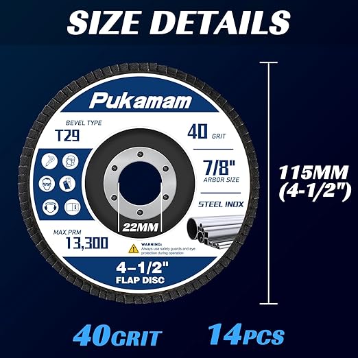 14 Pack of Flap Discs 4 1/2 for Angle Grinder Grit 40 Type 29 Zirconia Grinding Wheel for Wood Metal Sanding
