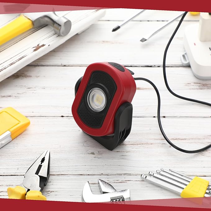 Retisee 3 Pcs 720 Lumens Magnetic Work Light USB Rechargeable LED Flashlight Portable Inspection Light for Car Repair Emergency Lighting Mechanics Workshop (Red)