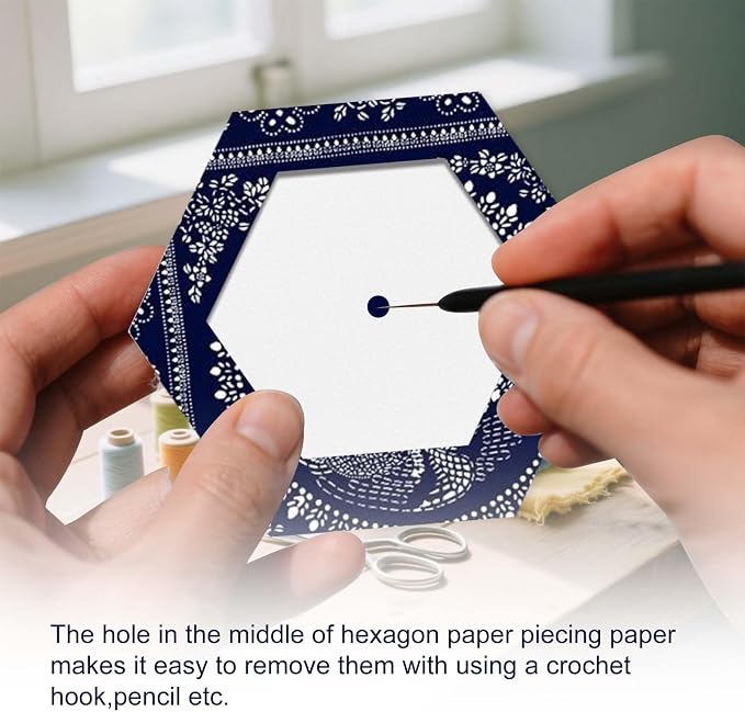 420 PCS Piecing Paper for Quilting 1", 1.5"and 2" Hexagon Quilting Template | - Image 6