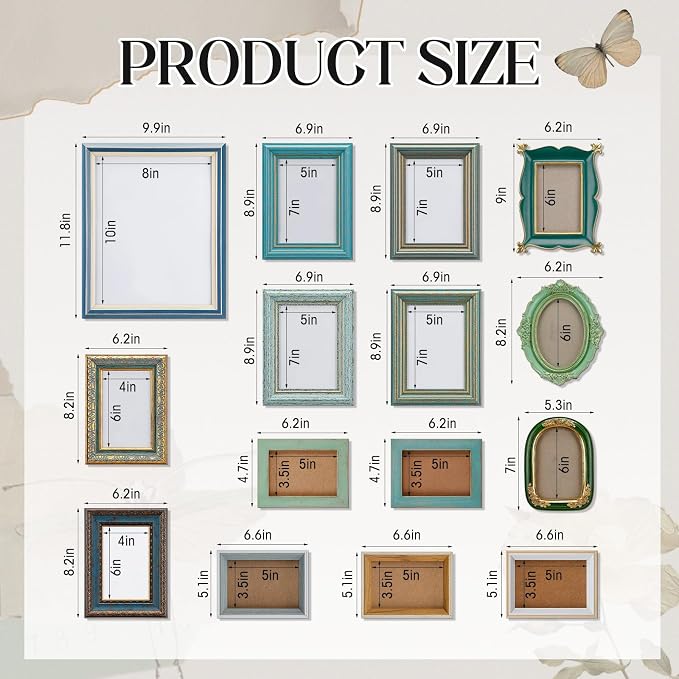 Kathfly 15 Pack Vintage Picture Frames - Image 3