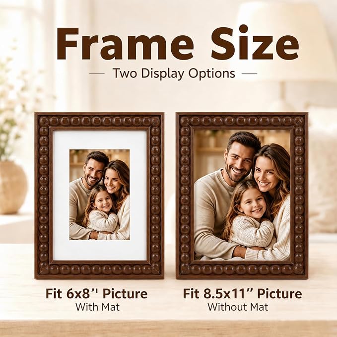 Solid Wood 8.5x11 Picture Frame Beaded Frame - Image 3