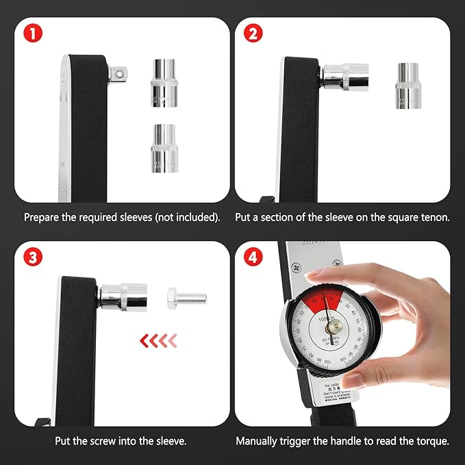 LOYALHEARTDY Dial Torque Wrench 0-100N.m Dial Indicator Torque Wrench Precision Torque Meter 1/2 Drive Indicating Torquemeter Torque Force Tester