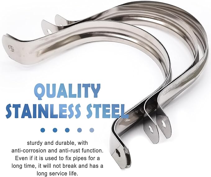 3Pcs 4 inches Two Hole stainless steel U-shaped pipe card for Pipe, Greenhouse AssemblyFixing on Various Surfaces and Support Structures
