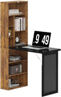 HOMCOM Foldable Convertible Writing Table Computer Desk, Rustic Brown | Wall by HOMCOM