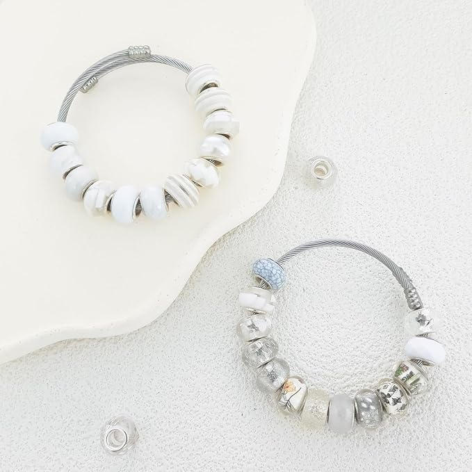Large Hole Beads Spacer Beads White Assorted European Craft Big Beads Large - Image 3