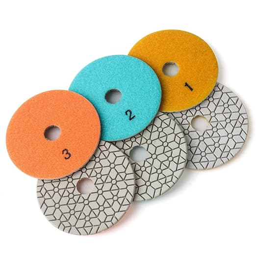 Super Flexible Wet Polishing Pads 4 Inch Diamond Polishing Pads Three 3 Step Polishing Pads for Granite Marble Engineered Stone and Other Natural Stone
