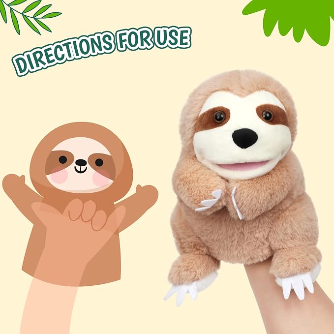 Easfan Sloth Hand Puppet with Movable Mouth Interactive Storytelling Cute Soft - Image 5