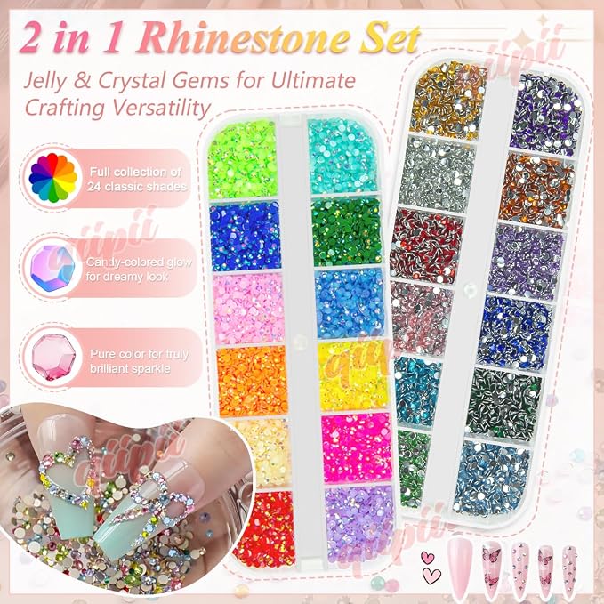 qiipii 24 Color 2mm Small Resin Rhinestones - Image 2