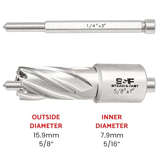 S&F STEAD & FAST Annular Cutter, 5/8" Diameter x 1" Depth of Cut for Magnetic Drill Press